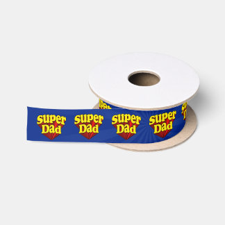 Super Dad Red Yellow Blue Father's Day Superhero Satin Ribbon