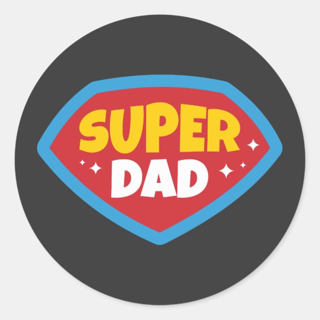 Super Dad Retro Superhero Badge Classic Round Sticker (Front)
