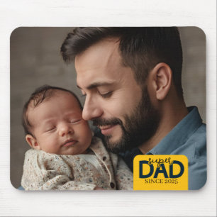 Super Dad Since Year Custom Baby and Father Photo Mouse Mat