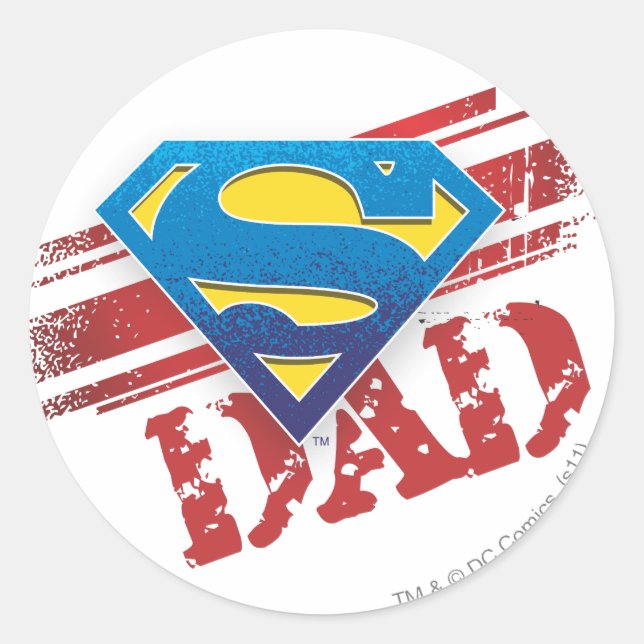 Super Dad Stripes Classic Round Sticker (Front)