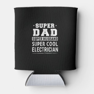 Super Dad Super Husband Super Electrician Mens Can Cooler