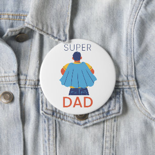 Super Dad Superhero Cape Pin Button