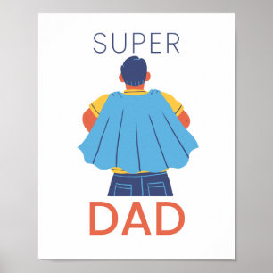 Super Dad Superhero Cape Wall Art Poster Print