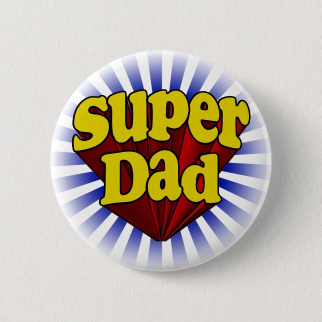 Super Dad, Superhero Red/Yellow/Blue 6 Cm Round Badge (Front)