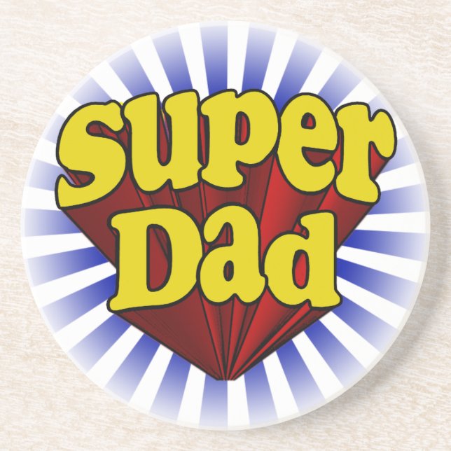 Super Dad, Superhero Red/Yellow/Blue Coaster (Front)