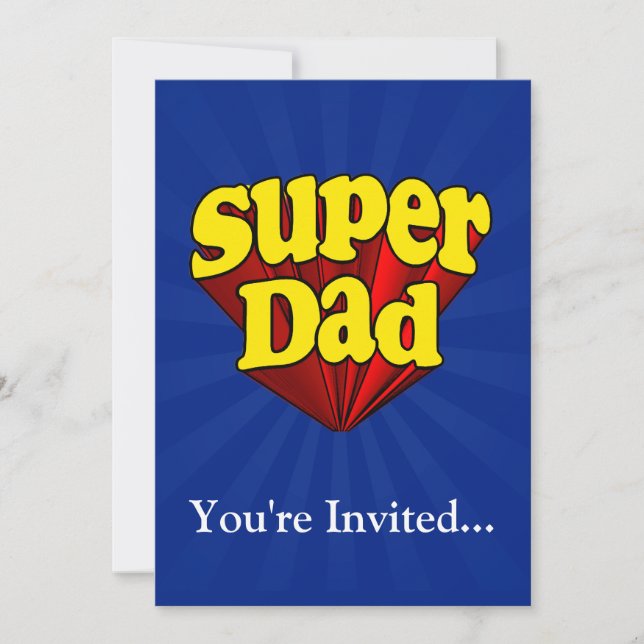 Super Dad, Superhero Red/Yellow/Blue Father's Day Invitation (Front)