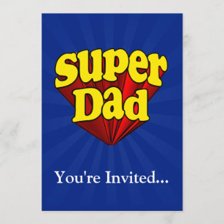 Super Dad, Superhero Red/Yellow/Blue Father's Day Invitation