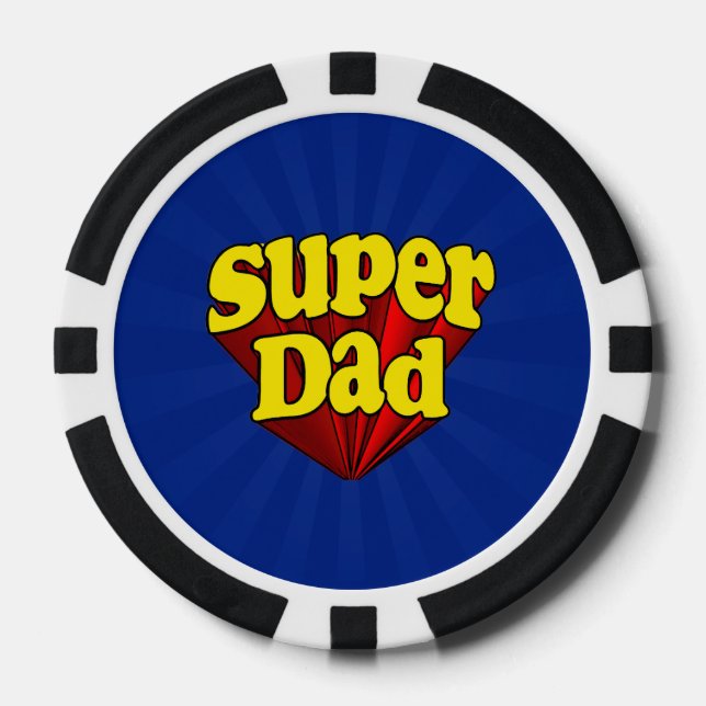 Super Dad, Superhero Red/Yellow/Blue Father's Day Poker Chips (Front)
