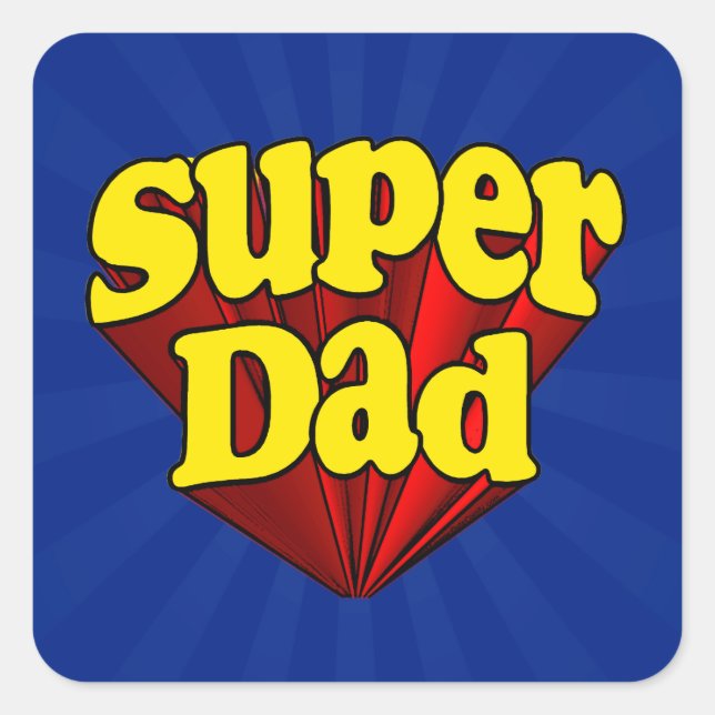 Super Dad, Superhero Red/Yellow/Blue Father's Day Square Sticker (Front)