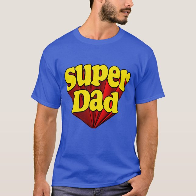 Super Dad, Superhero Red/Yellow/Blue Father's Day T-Shirt (Front)