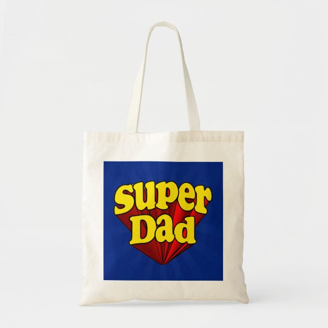 Super Dad, Superhero Red/Yellow/Blue Father's Day Tote Bag (Front)