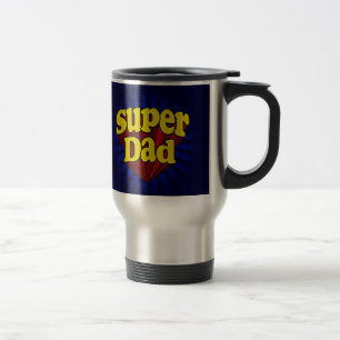 Super Dad, Superhero Red/Yellow/Blue Father's Day Travel Mug