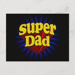 Super Dad, Superhero Red/Yellow/Blue Postcard