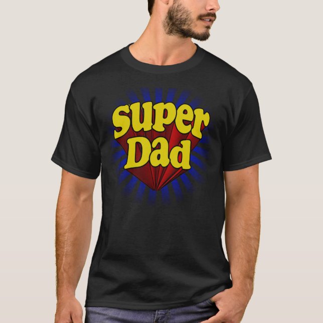 Super Dad, Superhero Red/Yellow/Blue T-Shirt (Front)
