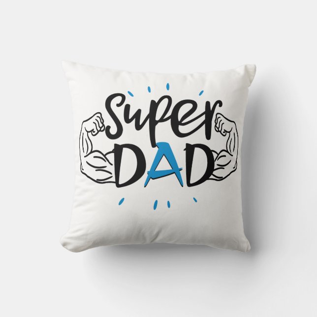 Super Dad Throw Pillow – Cozy Father Gift (Front)