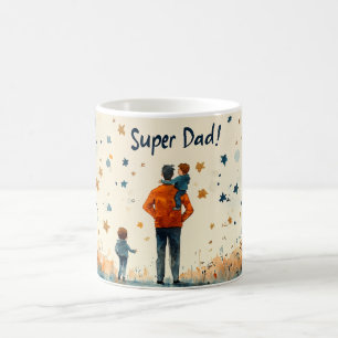 Super Dad! Watercolor Father’s Day Gift with Stars Coffee Mug