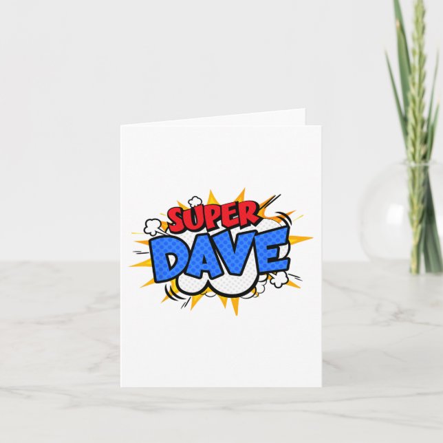 Super Dave Funny Comic Cartoon Fathers Day Persona Card (Front)