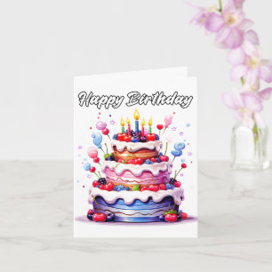 Super Delicious Festive Birthday Party Cake Card