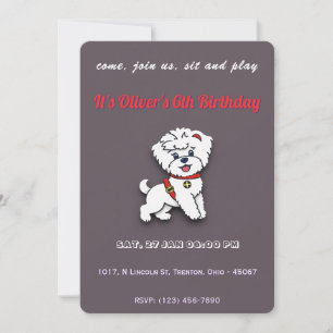Super Dog Birthday on Chocolate Colour Personalise Invitation