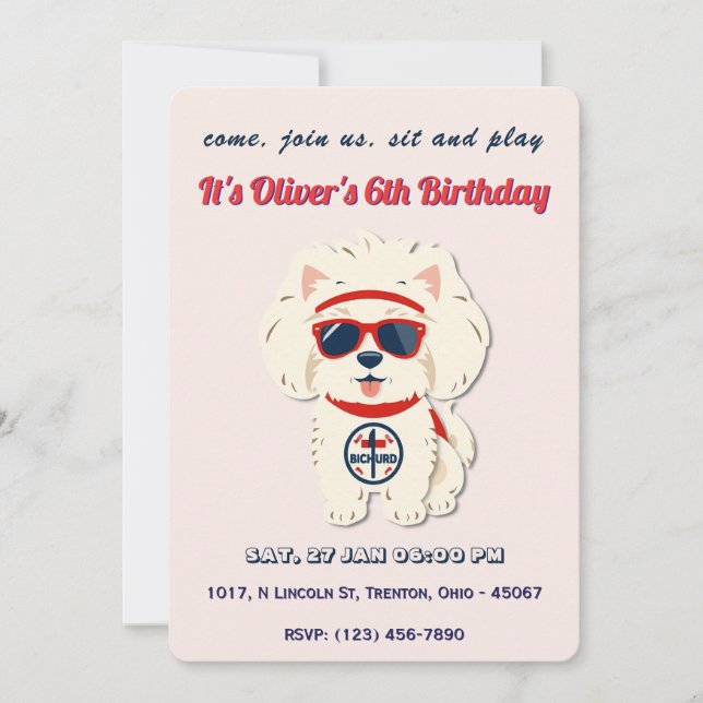 Super Dog Birthday Personalised Invitation (Front)
