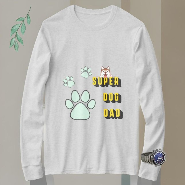 Super dog dad funny men light grey long sleeve T-Shirt (Creator Uploaded)