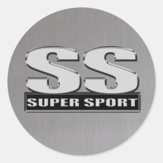 super duper sport steel grey classic round sticker