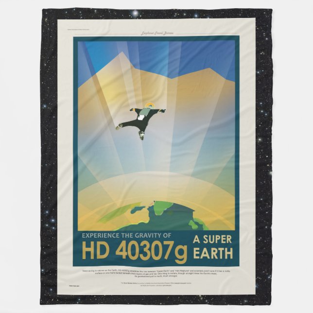 Super Earth retro space tourism ad Fleece Blanket (Front)