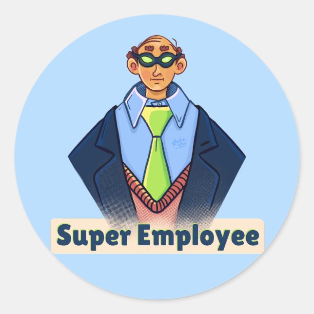 Super Employee cartoon Sticker (Front)