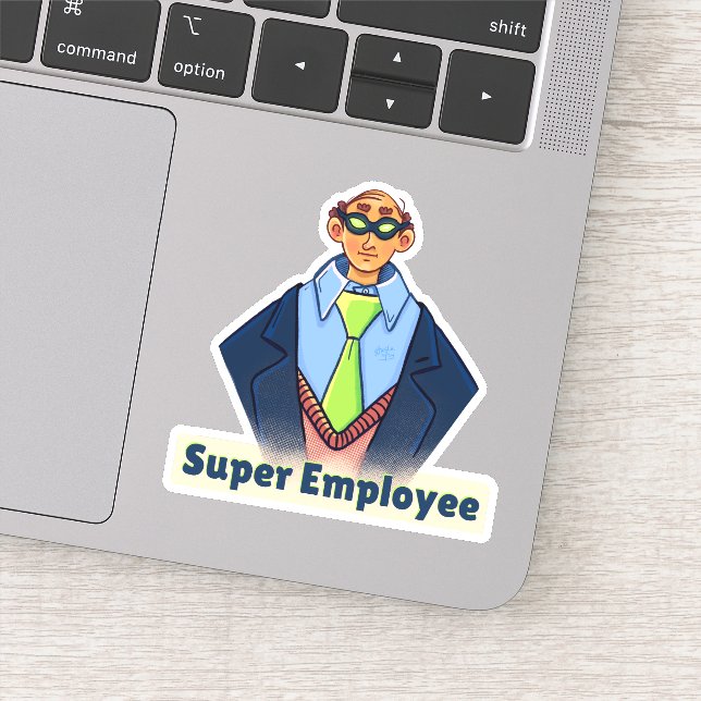 Super Employee cartoon Sticker (Detail)