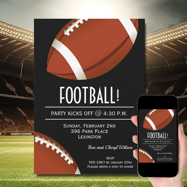 Super Fan Football Game Invitation (Order INSTANT DOWNLOAD to send digitally or PRINTED cards to mail or both!)