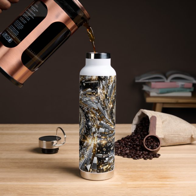 Super Flasher Spiral Or & Argent Water Bottle (Coffee)