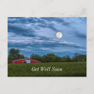 Super Flower Moon Over A Barn Get Well Soon Postcard