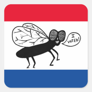 Super Fly says I VOTED! Red White Blue Square Sticker