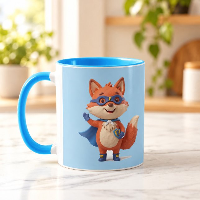 Super Fox Hero Light Blue Combo Mug (Super Fox Hero Light Blue Combo Mug — digital mockup.)