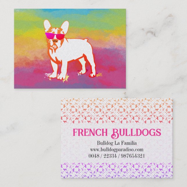 Super Frenchie Bulldog Rainbow Business Card (Front/Back)