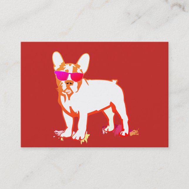 Super Frenchie Bulldog red Business Card (Front)