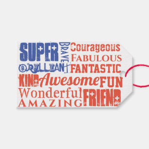 Super Friend Positive Appreciation US Flag Gift Tags