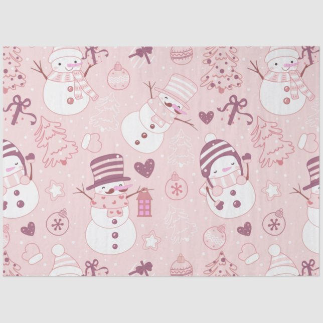 Super Fun and Modern Snowmen Christmas Tissue Paper (Front)