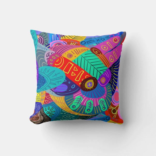 Super Fun & Colourful Abstract Design Cushion (Front)