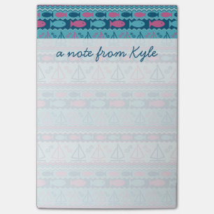 Super Fun Fish And Sailboat Pattern Add Your Nam Post-it Notes