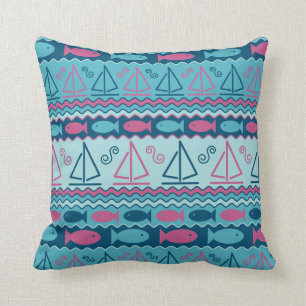 Super Fun Fish And Sailboat Pattern Cushion