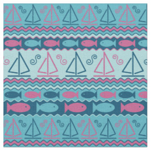 Super Fun Fish And Sailboat Pattern Fabric