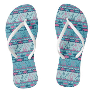 Super Fun Fish And Sailboat Pattern Flip Flops