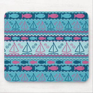 Super Fun Fish And Sailboat Pattern Mouse Mat