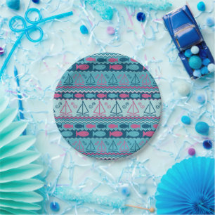 Super Fun Fish And Sailboat Pattern Paper Plate