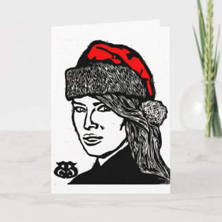 Super Fun Holiday Christmas Girl in Santa Hat Card