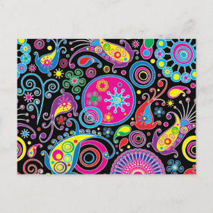 Super Funky Paisley Pattern Postcard