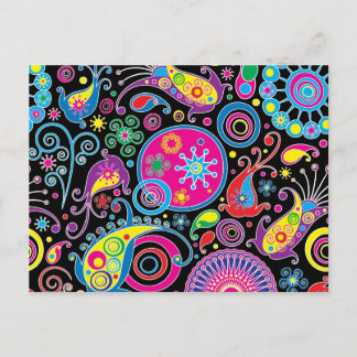 Super Funky Paisley Pattern Postcard
