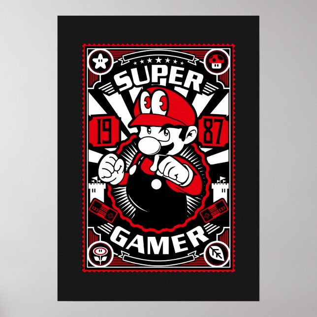 Super Gamer Retro Gaming Poster (Front)