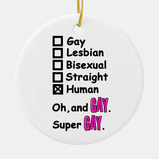 Super Gay Ceramic Tree Decoration (Front)